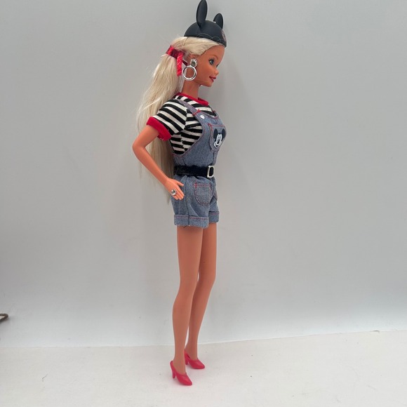 Vintage 1996 Disney Mickey Mouse Barbie Doll Overalls Mickey Ear Hat Shoes  Accs - Picture 8 of 10